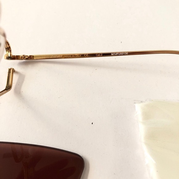 Gucci Cat Eye Sunglasses Rectangular Gold Frame Red Lens main image 4